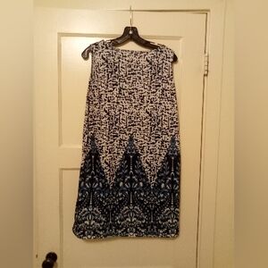 Navy Blue & White Patterned Sleeveless Mini Dress Size XL